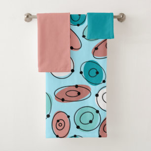 Atomic Ovals Turquoise Bath Towel Set