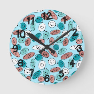 Atomic Ovals Turquoise Round Clock