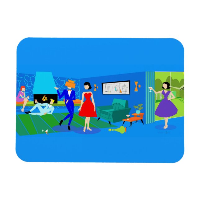 Atomic Palm Springs Cocktail Party Flexible Photo Magnet (Horizontal)