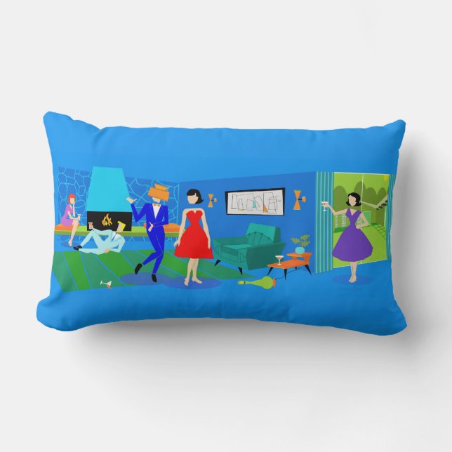 Atomic Palm Springs Cocktail Party Throw Pillow (Front)