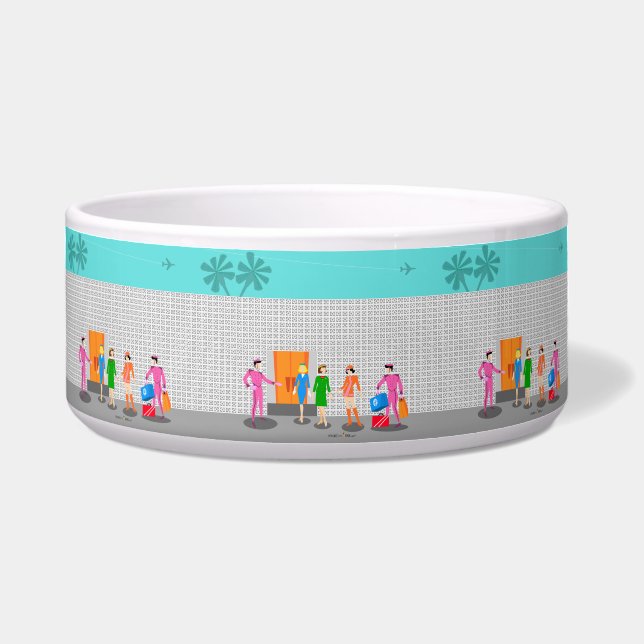 Atomic Palm Springs Stewardess Ceramic Pet Bowl (Front)