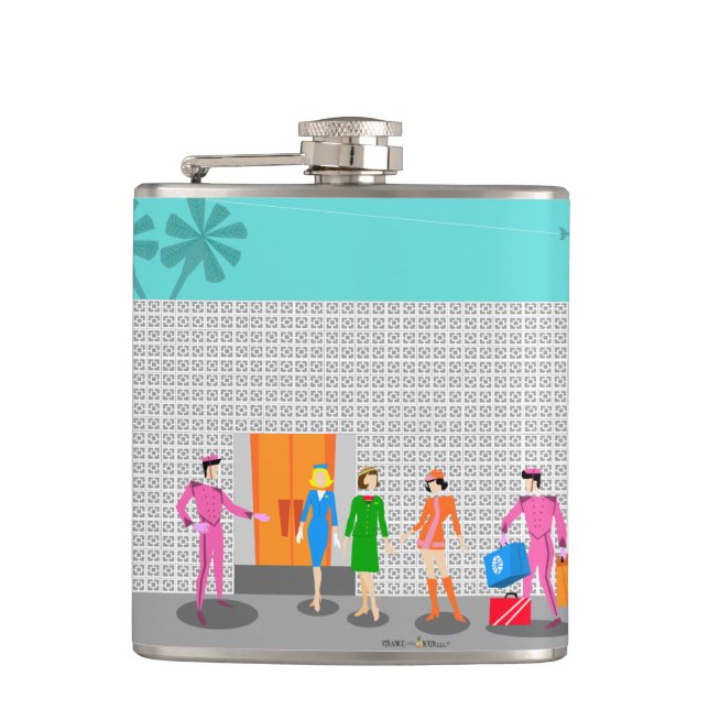 Atomic Palm Springs Stewardess Vinyl Wrapped Flask (Front)