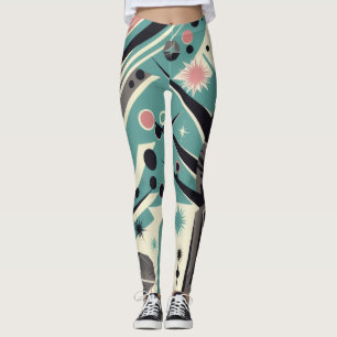 Atomic Petrified Tree Retro Geometry Leggings