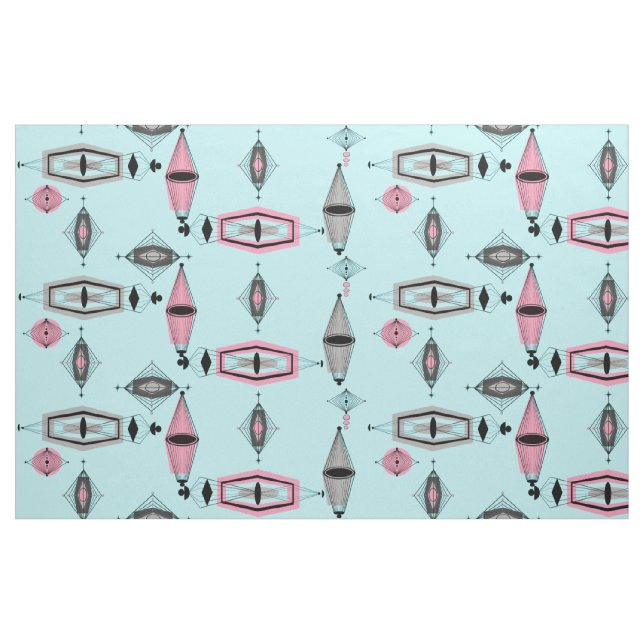 Atomic Pink and Grey Pattern Fabric (Fat Quarter)