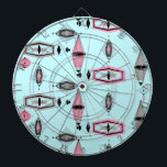 Atomic Pink & Grey Pattern Dart Board<br><div class="desc">This retro Atomic Pink and Grey Pattern Dart Board is so awesome it will have you saying, “I can’t believe it’s not barkcloth!” The vintage inspired design is a new take on mid century modern styles. It offers all of the fun of finding a vintage product without having to schlep...</div>