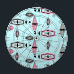 Atomic Pink & Grey Pattern Dart Board<br><div class="desc">This retro Atomic Pink and Grey Pattern Dart Board is so awesome it will have you saying, “I can’t believe it’s not barkcloth!” The vintage inspired design is a new take on mid century modern styles. It offers all of the fun of finding a vintage product without having to schlep...</div>