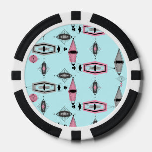 Atomic Pink & Grey Pattern Poker Chips