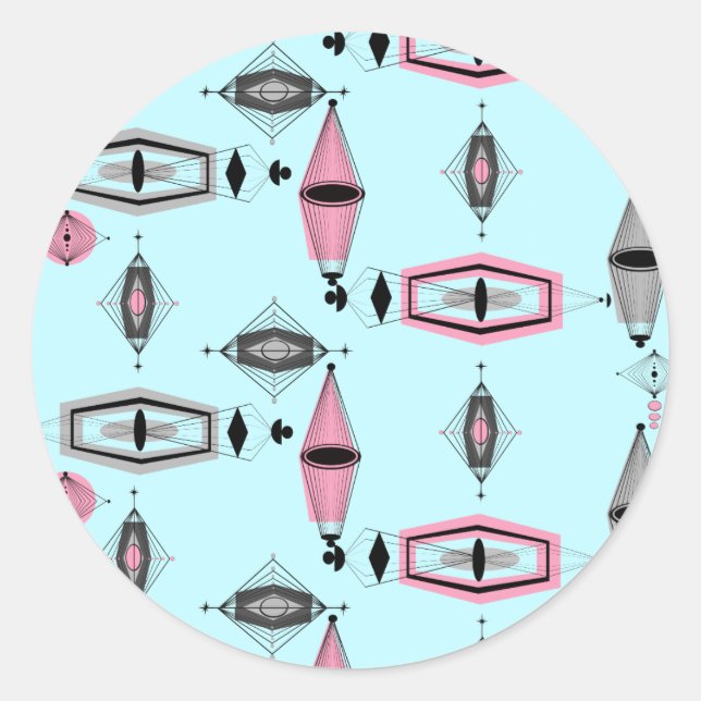 Atomic Pink & Grey Pattern Stickers (Front)