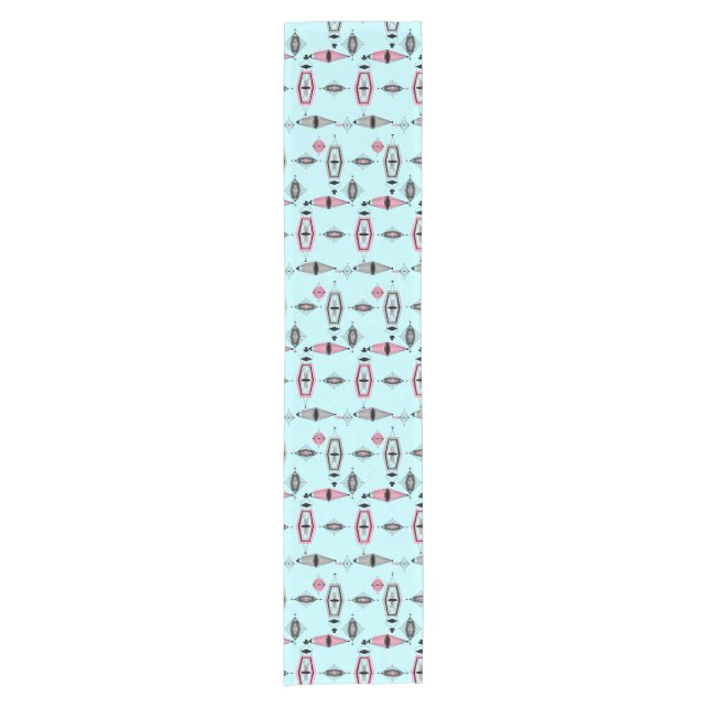 Atomic Pink & Grey Pattern Table Runner (Front)