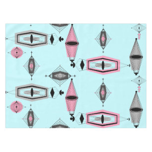 Atomic Pink & Grey Pattern Tablecloth