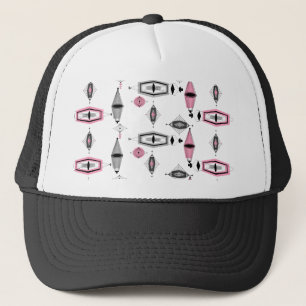 Atomic Pink & Grey Pattern Trucker Hat