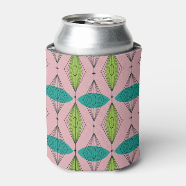 Atomic Pink Ogee and Starbursts Can Cooler (Can Front)