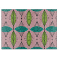 Atomic Pink Ogee and Starbursts Cutting Board