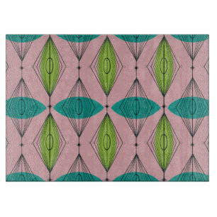 Atomic Pink Ogee and Starbursts Cutting Board