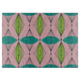 Atomic Pink Ogee and Starbursts Cutting Board