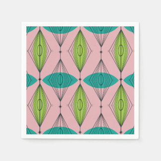 Atomic Pink Ogee and Starbursts Paper Napkins