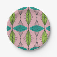 Atomic Pink Ogee and Starbursts Paper Plates