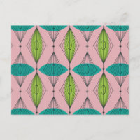 Atomic Pink Ogee and Starbursts Postcard