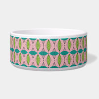 Atomic Pink Ogee & Starburst Dog Bowl