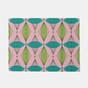 Atomic Pink Ogee & Starburst Door Mat