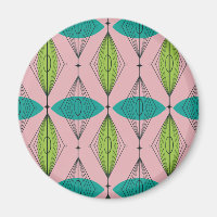 Atomic Pink Ogee & Starburst Round Magnet