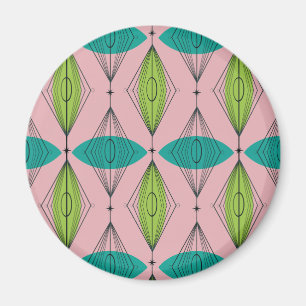 Atomic Pink Ogee & Starburst Round Magnet