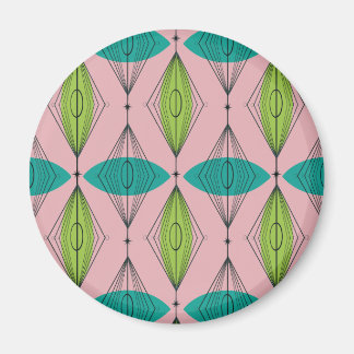 Atomic Pink Ogee & Starburst Round Magnet