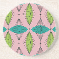 Atomic Pink Ogee & Starburst Sandstone Coaster