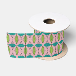 Atomic Pink Ogee & Starburst Satin Ribbon