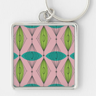 Atomic Pink Ogee & Starburst Square Keychain