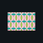 Atomic Pink Ogee & Starburst Wrapped Canvas<br><div class="desc">Oh, gee! It’s an Atomic Pink Ogee and Starbursts Wrapped Canvas! It’s a modern take on a classic pattern (a mid century modern take, to be exact). This design features a pink background with teal and green oval shapes overlaying black, vertical lines of atomic diamonds and starbursts. This mod product...</div>