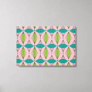 Atomic Pink Ogee & Starburst Wrapped Canvas