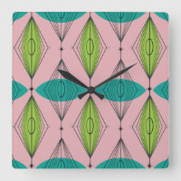 Atomic Pink Ogee & Starbursts Wall Clock