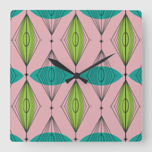 Atomic Pink Ogee & Starbursts Wall Clock