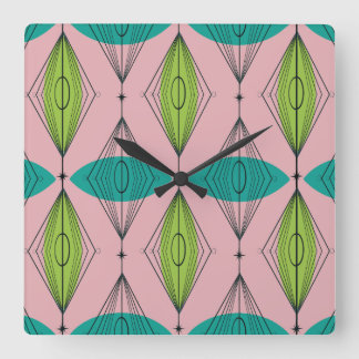 Atomic Pink Ogee & Starbursts Wall Clock