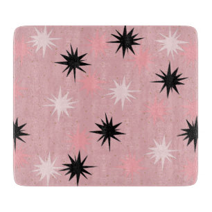 Atomic Pink Starbursts Glass Cutting Board