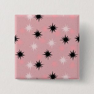 Atomic Pink Starbursts Square Button