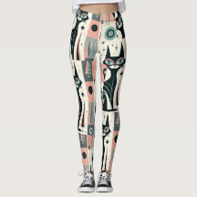 Atomic Pink Teal Mid‑Century Cat Pattern