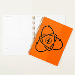 Atomic Power Energy Symbol Science and Tech  Planner<br><div class="desc">Organise your days with high-voltage energy using this atomic power spiral planner. Featuring a dynamic black atom and lightning bolt graphic on a bright orange cover, this planner is perfect for students, professionals, and science lovers who like to stay on track in style. A great mix of function and personality,...</div>