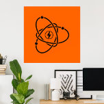 Atomic Power Energy Symbol Science and Tech  Poster<br><div class="desc">Bring a burst of bold energy to your space with this striking atomic power poster. Featuring a sleek black atom design with orbiting electrons and a lightning bolt core on a vivid orange background, this science-themed artwork adds a modern and intellectual vibe to any room. Ideal for classrooms, home offices,...</div>
