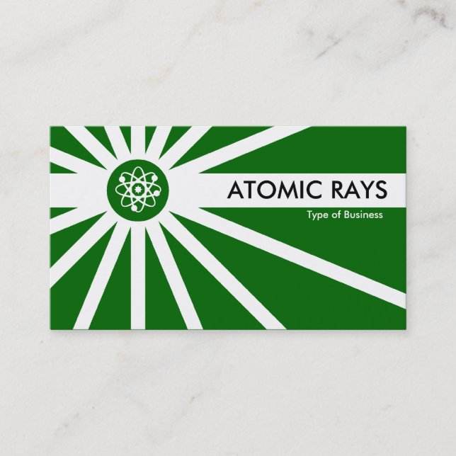 Atomic Rays - Dark Grass Green Business Card (Front)