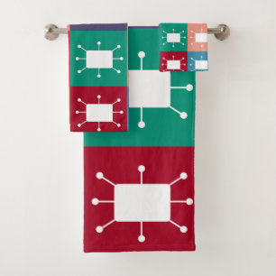 Atomic Rectangles  Bath Towel Set
