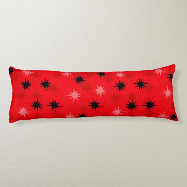 Atomic Red Starbursts Body Pillow (Back)