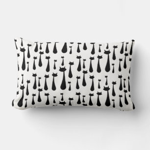 Atomic Retro Black Cat Silhouette Pattern Lumbar Cushion