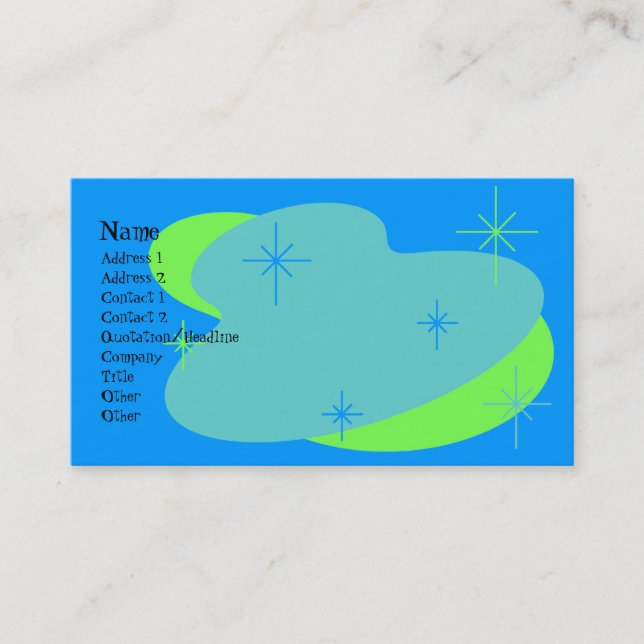 Atomic Retro Blue & Green Business Card (Front)