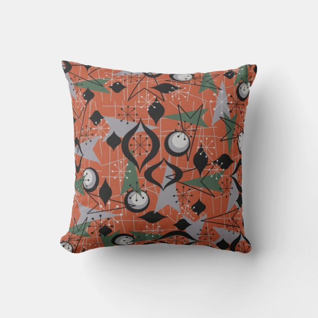 Atomic Retro, Fifties Style Throw Pillow (Front)