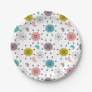 Atomic Retro Starburst Pattern Paper Plate