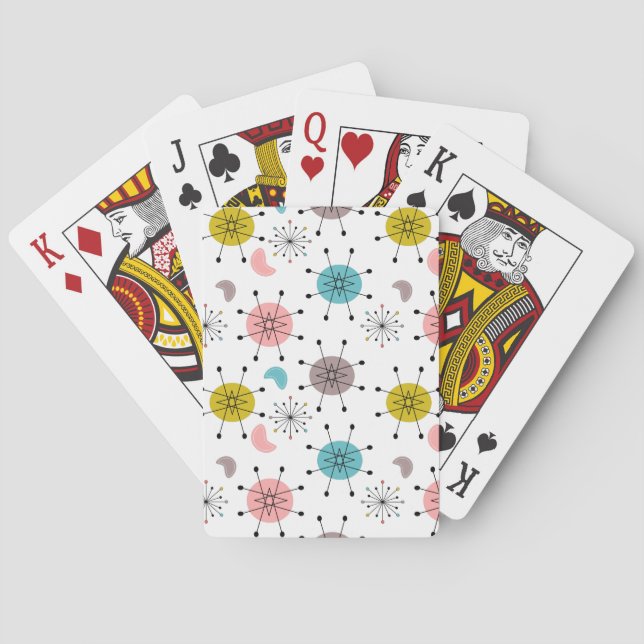 Atomic Retro Starburst Pattern Playing Cards (Back)