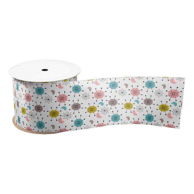 Atomic Retro Starburst Pattern Satin Ribbon (Spool)