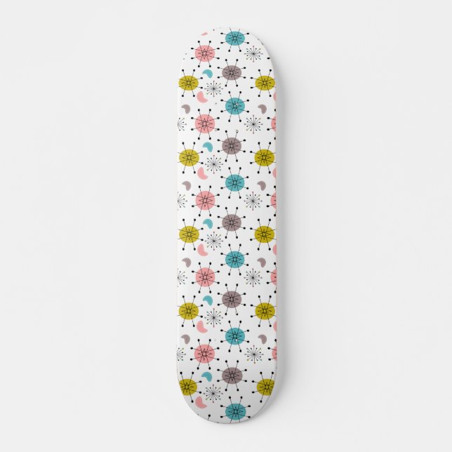 Atomic Retro Starburst Pattern Skateboard (Front)